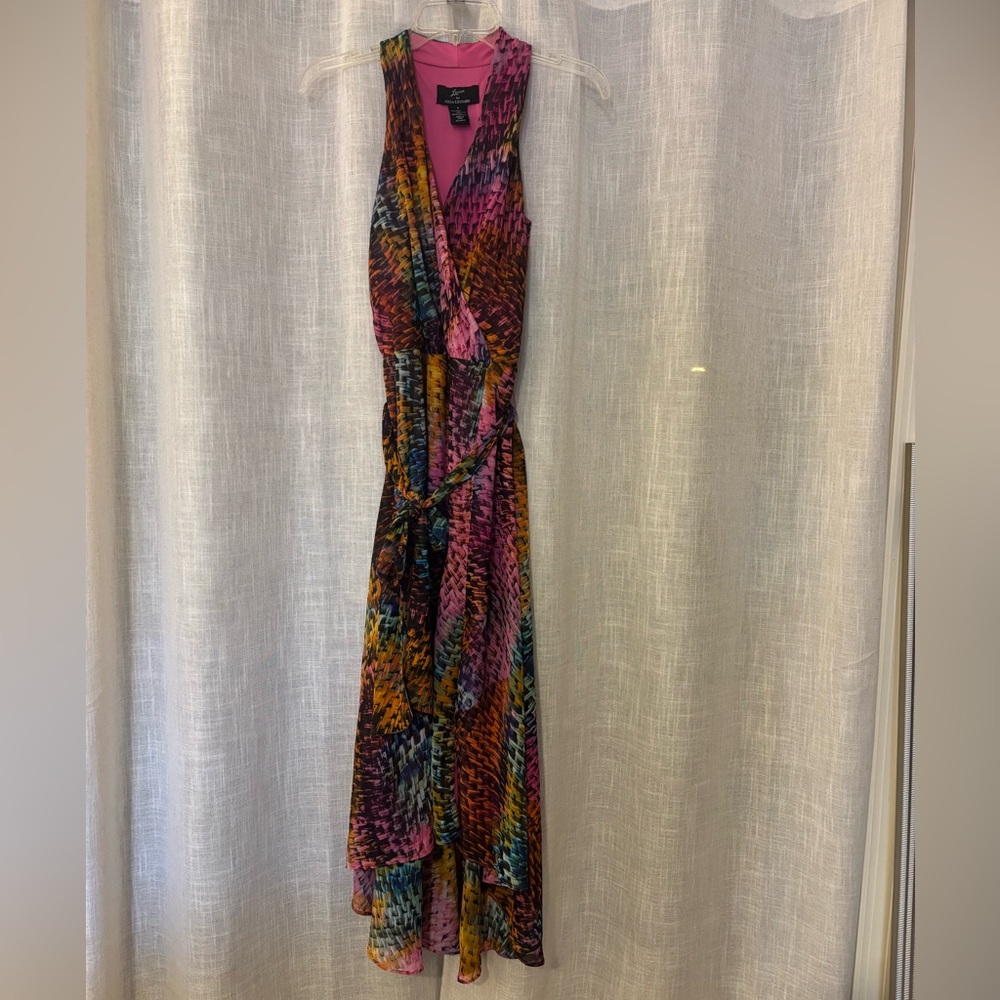 Nina Leonard Multicolor Hi-Lo Maxi Dress